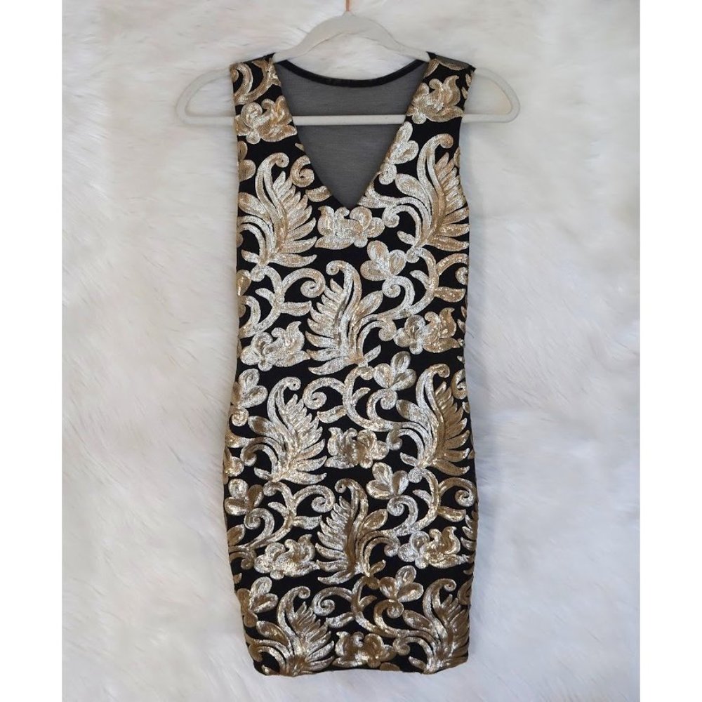 Gold Sequined Bodycon Dress